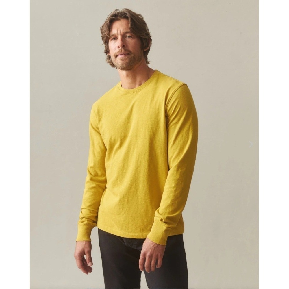 American Giant Classic Crew Neck Long Sleeve T Shirt Mens Large Mustard